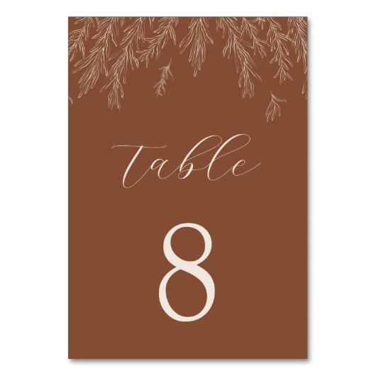 Moderne Terracotta Minimal Leaves Wedding Kaart (Voorkant)