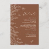Moderne Terracotta Minimale Bladeren Trouwdetails Informatiekaartje (Voorkant)