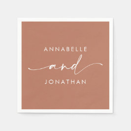 Moderne terracotta minimale hedendaagse bruiloft servet