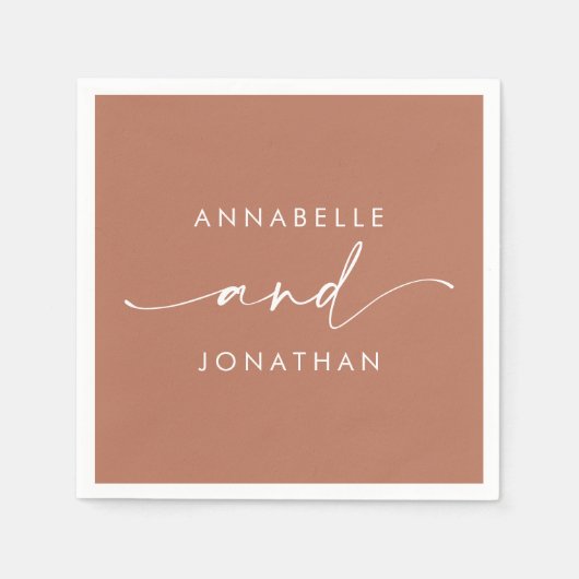 Moderne terracotta minimale hedendaagse bruiloft servet (Voorkant)