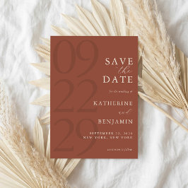Moderne Terracotta Minimalistische Trouwkaart Save The Date