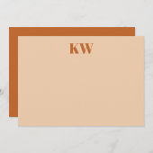 Moderne Terracotta Monogram Initialen Gepersonalis Bedankkaart (Voorkant / Achterkant)