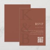 Moderne Terracotta Monogram Minimalistische Huweli RSVP Kaartje (Voorkant / Achterkant)