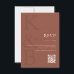 Moderne Terracotta Monogram Minimalistische Huweli RSVP Kaartje<br><div class="desc">Creëer uw eigen gepersonaliseerde bruiloft RSVP-kaarten met moderne monogram typografie en minimalistisch grafisch ontwerp in terracotta kleur.</div>