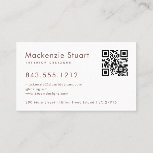 Moderne Terracotta Monogram QR Code Professioneel Visitekaartje (Achterkant)