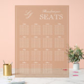 Moderne Terracotta Monogram Script Trouwstoel Acryl Bord (Huwelijk)