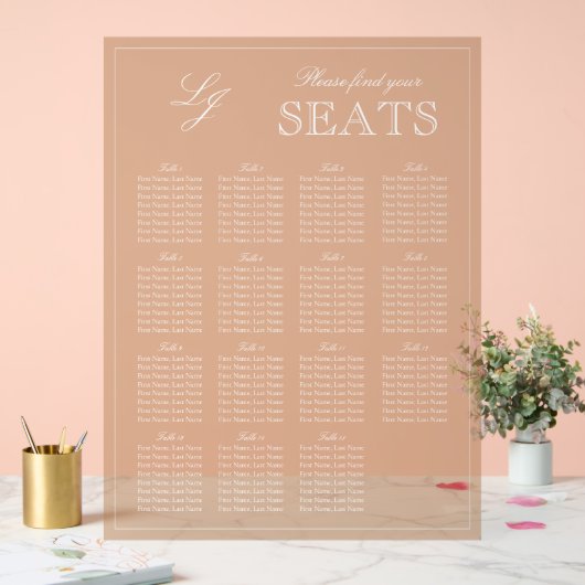 Moderne Terracotta Monogram Script Trouwstoel Acryl Bord (Huwelijk)