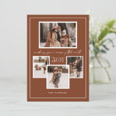 Moderne Terracotta Multi Foto Kerstkaart (Staand voorkant)