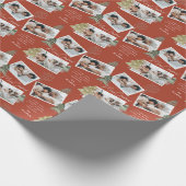 Moderne terracotta Multi Foto Kerstmis dennenboom Cadeaupapier (Hoek)