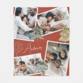 Moderne Terracotta Multiphoto Kerstmis dennenboom Fleece Deken (Voorkant)