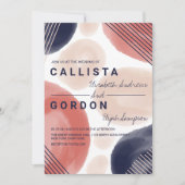 Moderne Terracotta Navy Beige Waterverf bruiloft Kaart (Voorkant)