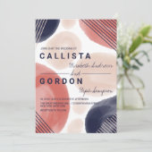 Moderne Terracotta Navy Beige Waterverf bruiloft Kaart (Staand voorkant)