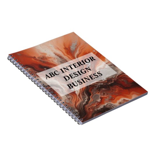 Moderne terracotta oranje zilveren marmeren typogr notitieboek (Rechterzijde)