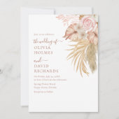 Moderne Terracotta Pampas Gras Bloem Bruiloft Kaart (Voorkant)