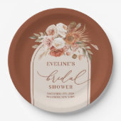 Moderne Terracotta Pampas Gras Bloemen Papieren Bo Papieren Bordje (Voorkant)