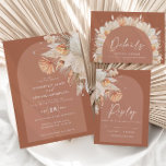 Moderne terracotta pampas RSVP kaartje<br><div class="desc">Moderne bohemische terracotta pampas gras,  stijlvolle trouwboekje.</div>