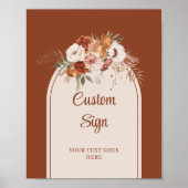 Moderne Terracotta Pampas Sage Boho Floral Custom Poster (Voorkant)