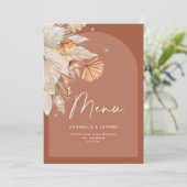 Moderne terracotta pampas save the date (Staand voorkant)