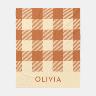 Moderne Terracotta Persoonlijke Gingham Fleece Deken
