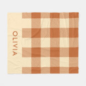 Moderne Terracotta Persoonlijke Gingham Fleece Deken (Voorkant (Horizontaal))