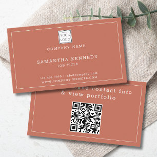 Moderne Terracotta QR-code Aangepast Bedrijfslogo Visitekaartje