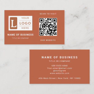 Moderne Terracotta QR Code Minimalistische Aangepa Visitekaartje