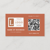 Moderne Terracotta QR Code Minimalistische Aangepa Visitekaartje (Voorkant)