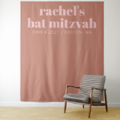 Moderne Terracotta Roze Bat Mitzvah-fotobackdrop Wandkleed (In situ)