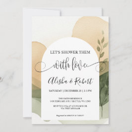 Moderne Terracotta & Salie Koppels Douche Uitnodig Feestdagenkaart