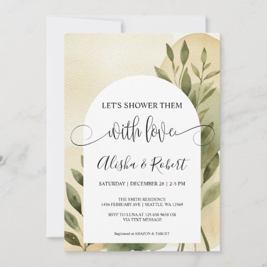 Moderne Terracotta & Salie Koppels Douche Uitnodig Kaart (Voorkant)