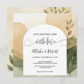 Moderne Terracotta & Salie Koppels Douche Uitnodig Kaart (Voorkant / Achterkant)