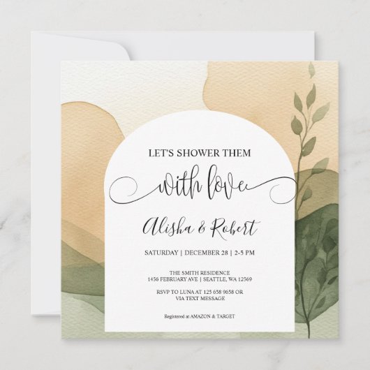 Moderne Terracotta & Salie Koppels Douche Uitnodig Kaart (Voorkant)