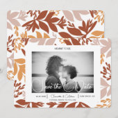 Moderne Terracotta Save the Date Botanisch Kaart (Voorkant / Achterkant)