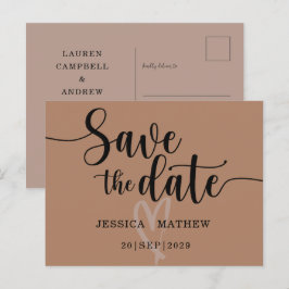 Moderne Terracotta Save the Date Script Aankondigingskaart