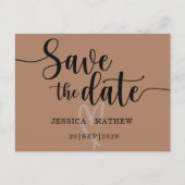 Moderne Terracotta Save the Date Script Aankondigingskaart (Voorkant)