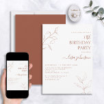 Moderne Terracotta Script Botanische 50e verjaarda Kaart<br><div class="desc">Niet je typische 50ste verjaardag! Maak indruk op uw gasten met deze moderne Terracotta Burnt Oranje script botanische 50e verjaardagsuitnodiging. De prachtige lijnkunst is zowel delicaat als ingewikkeld, de perfecte combinatie van stijlvol en toch elegant die ervoor zorgt dat uw speciale dag zich onderscheidt van de rest. En als je...</div>
