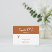 Moderne terracotta script bruiloft RSVP Informatiekaartje (Staand voorkant)