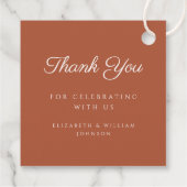 Moderne Terracotta Script Foto Doop Dank Je Bedankjes Labels (Achterkant)