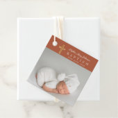 Moderne Terracotta Script Foto Doop Dank Je Bedankjes Labels (In situ)