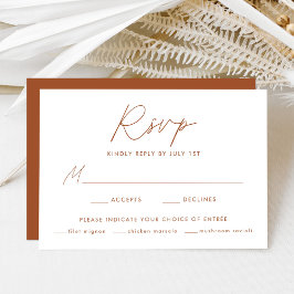 Moderne Terracotta Script Maaltijdkeuze Bruiloft RSVP Kaartje