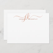 Moderne Terracotta Script Monogram Initialen Notitiekaartje (Voorkant / Achterkant)