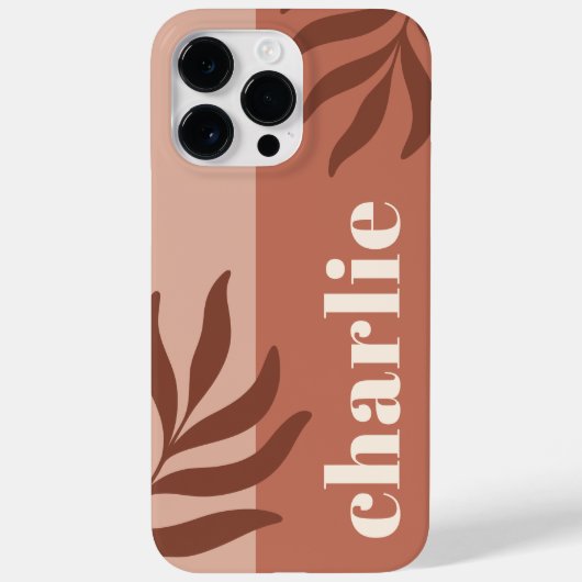 Moderne terracotta shades verticale naam botanisch Case-Mate iPhone case (Achterkant)