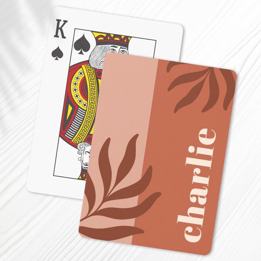 Moderne terracotta shades verticale naam botanisch pokerkaarten