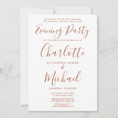 Moderne Terracotta Signature Wedding Evening Party Kaart (Voorkant)