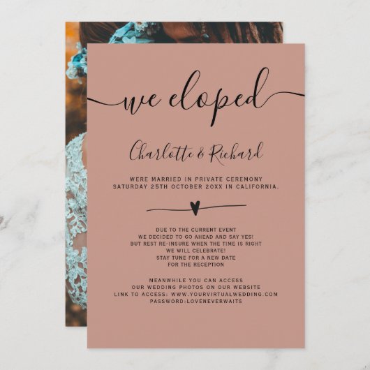 Moderne terracotta simpel dat we trouwfoto hebben  aankondiging (Voorkant / Achterkant)