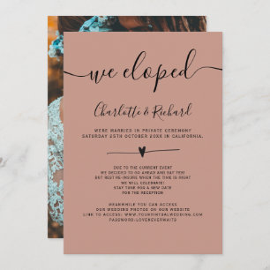 Moderne terracotta simpel dat we trouwfoto hebben  aankondiging