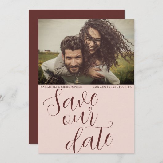 Moderne terracotta sparen onze datum bruiloft save the date (Voorkant / Achterkant)
