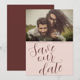 Moderne terracotta sparen onze datum bruiloft save the date