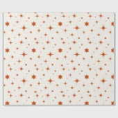 Moderne Terracotta Sterrenpatroon Kerstmis Cadeaupapier (Vlak)