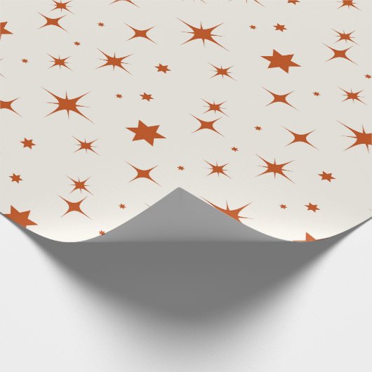 Moderne Terracotta Sterrenpatroon Kerstmis Cadeaupapier (Hoek)